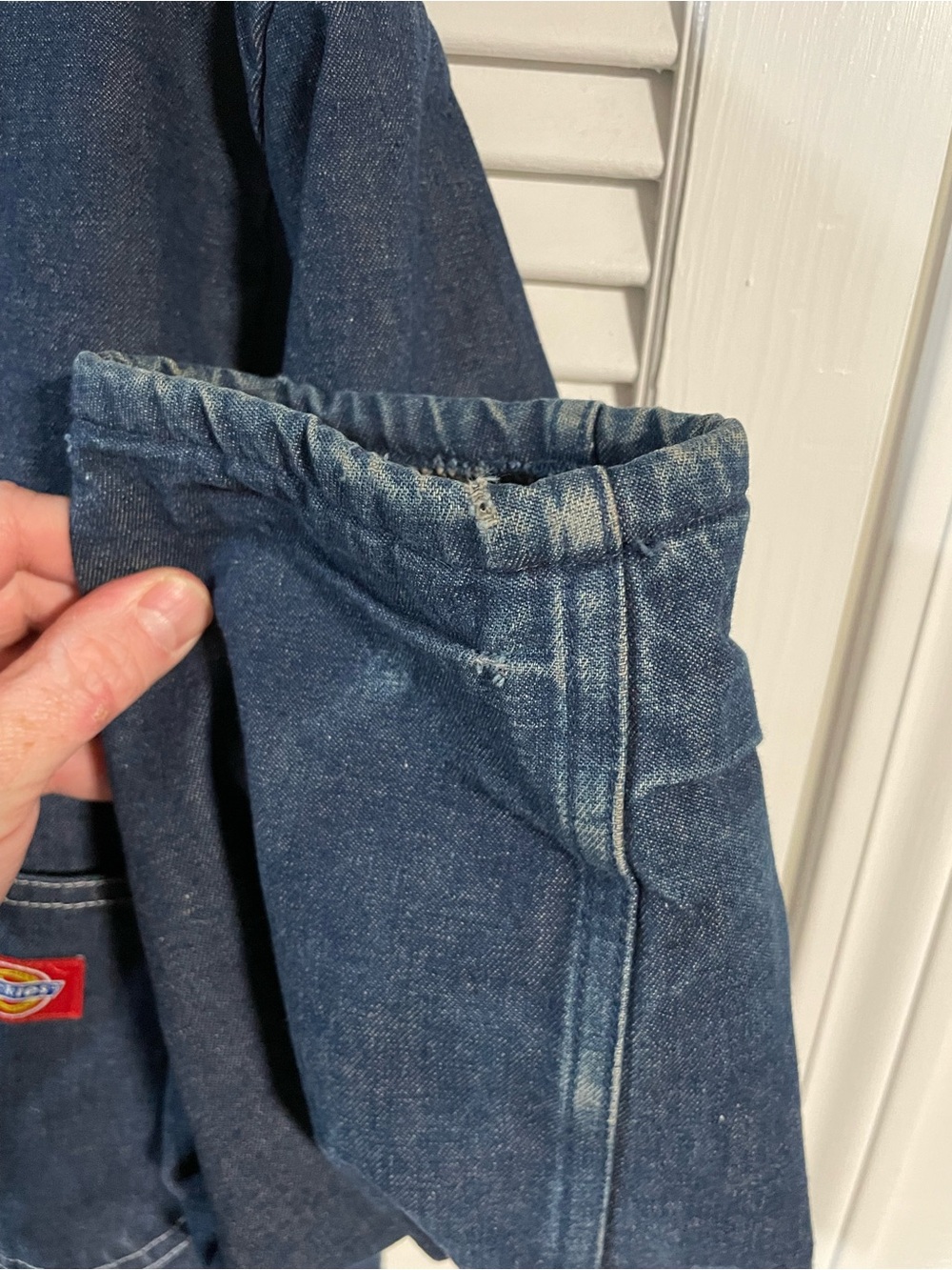 Dickies Men’s Navy Blue Denim Work Jacket with Black Corduroy Collar - Picture 4 of 6